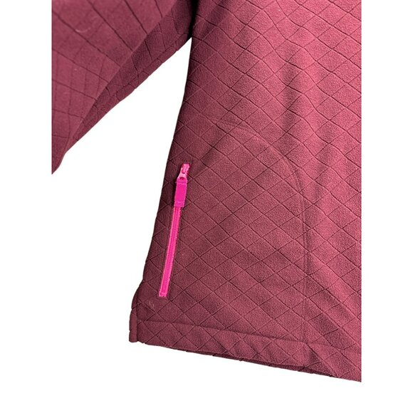 Talbots Womens Textured Pullover Fleece Jacket 2X Burgundy Quarter Zip Pockets - Picture 3 of 7